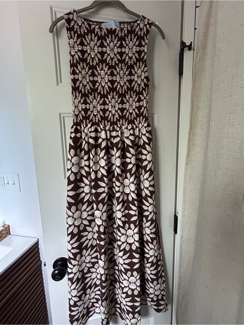 Hill House Home Cosima Nap Dress Chocolate Shell Mosaic | size XS EUC - Picture 5 of 6